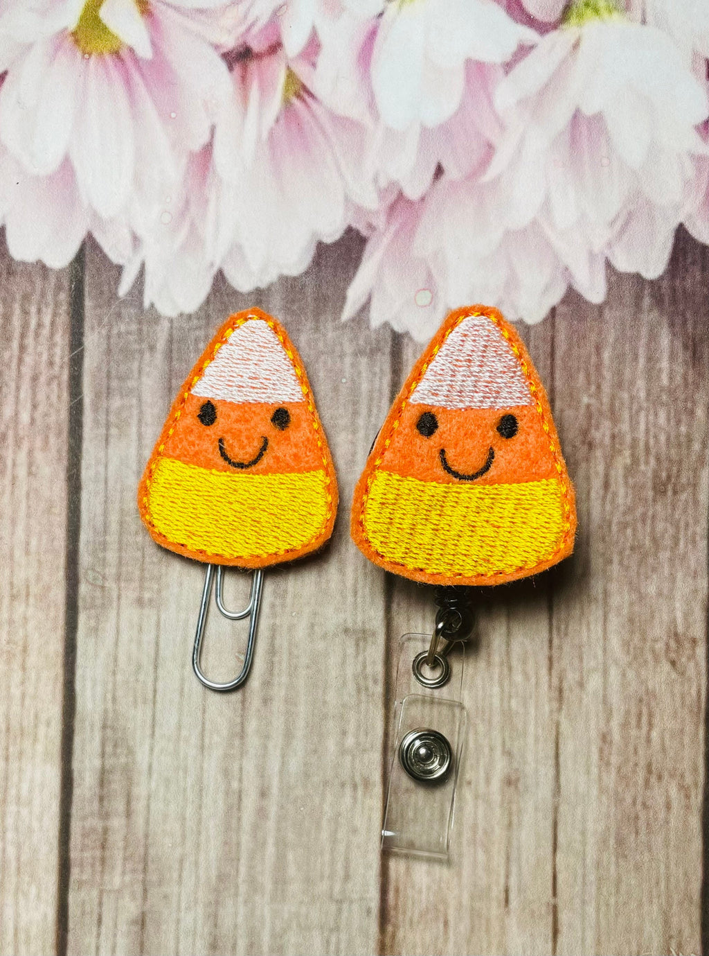 Candy corn retractable badge reel