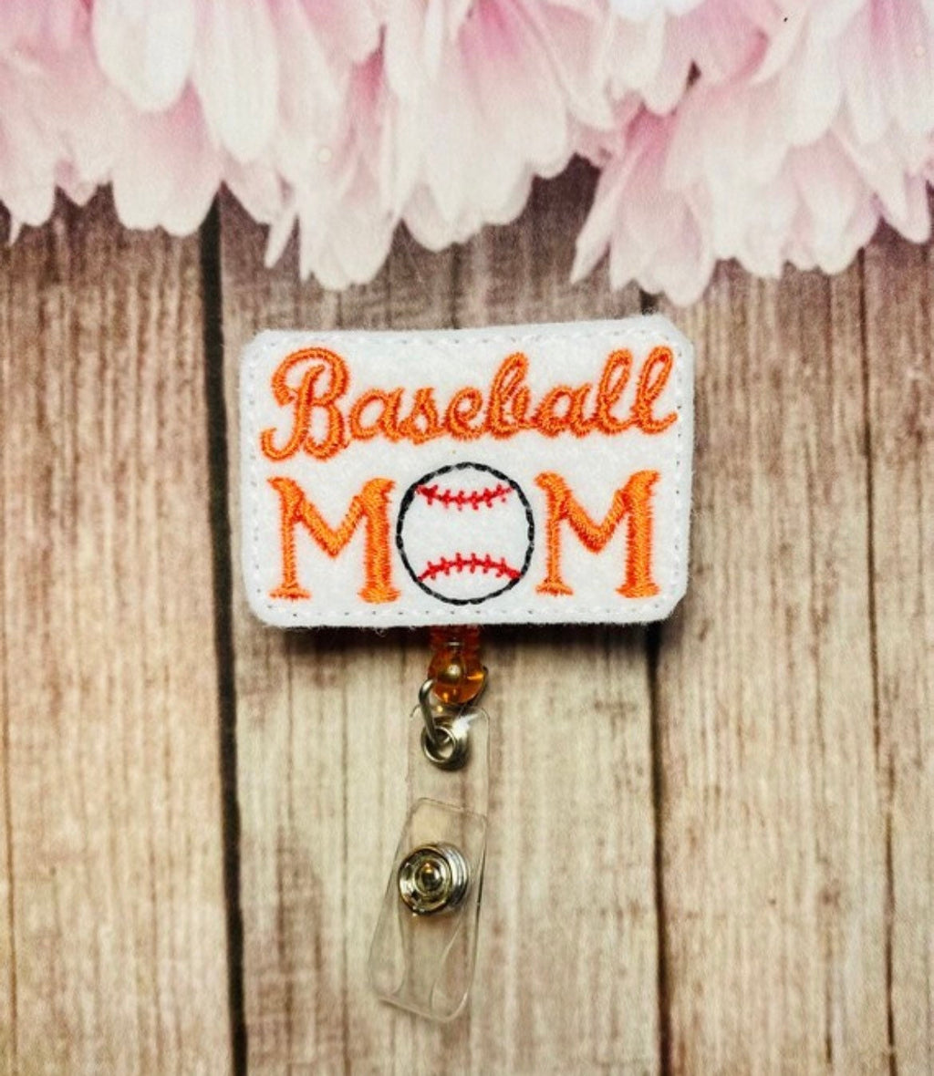 Baseball mom retractable badge reel