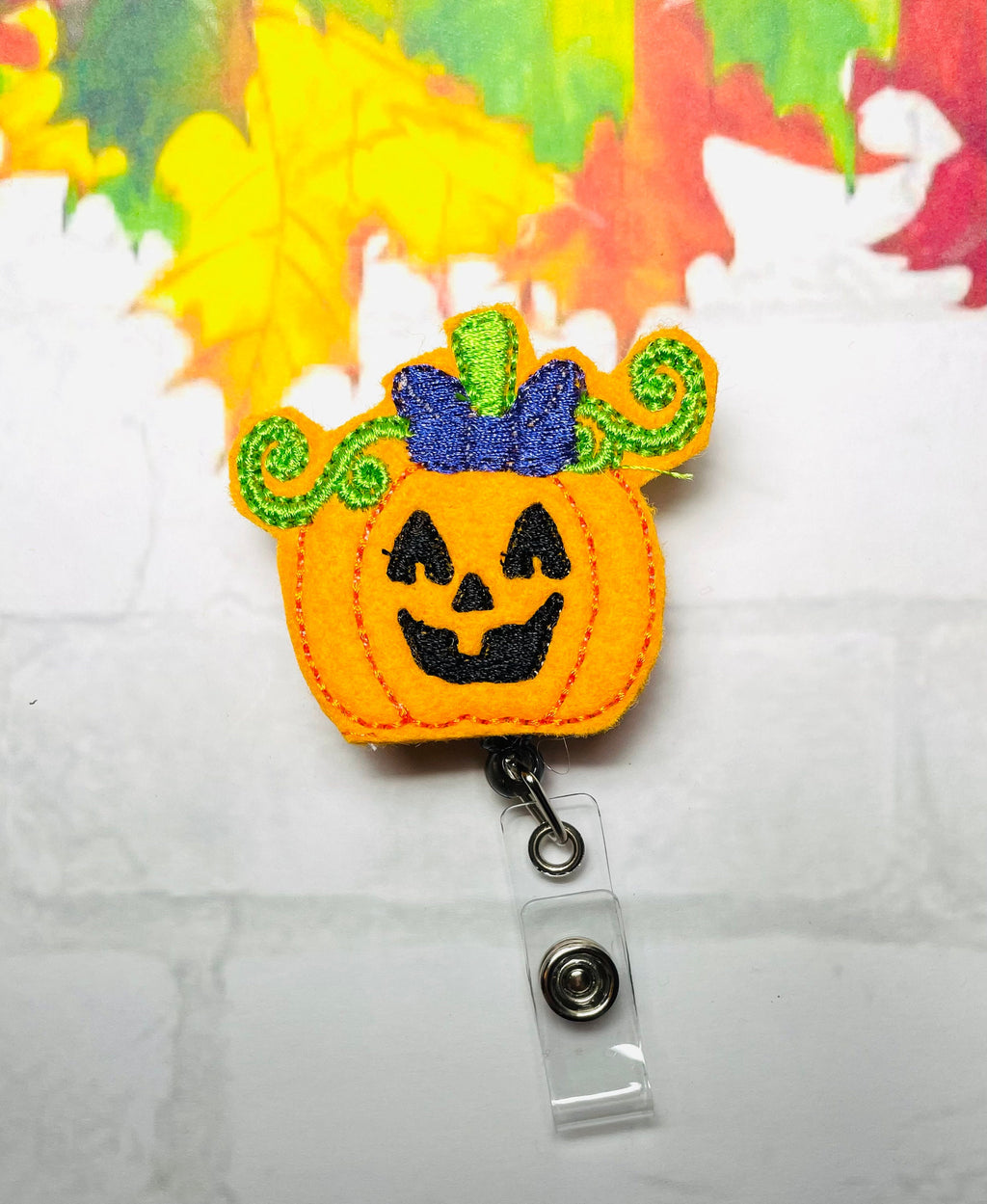 Cute pumpkin badge reel,