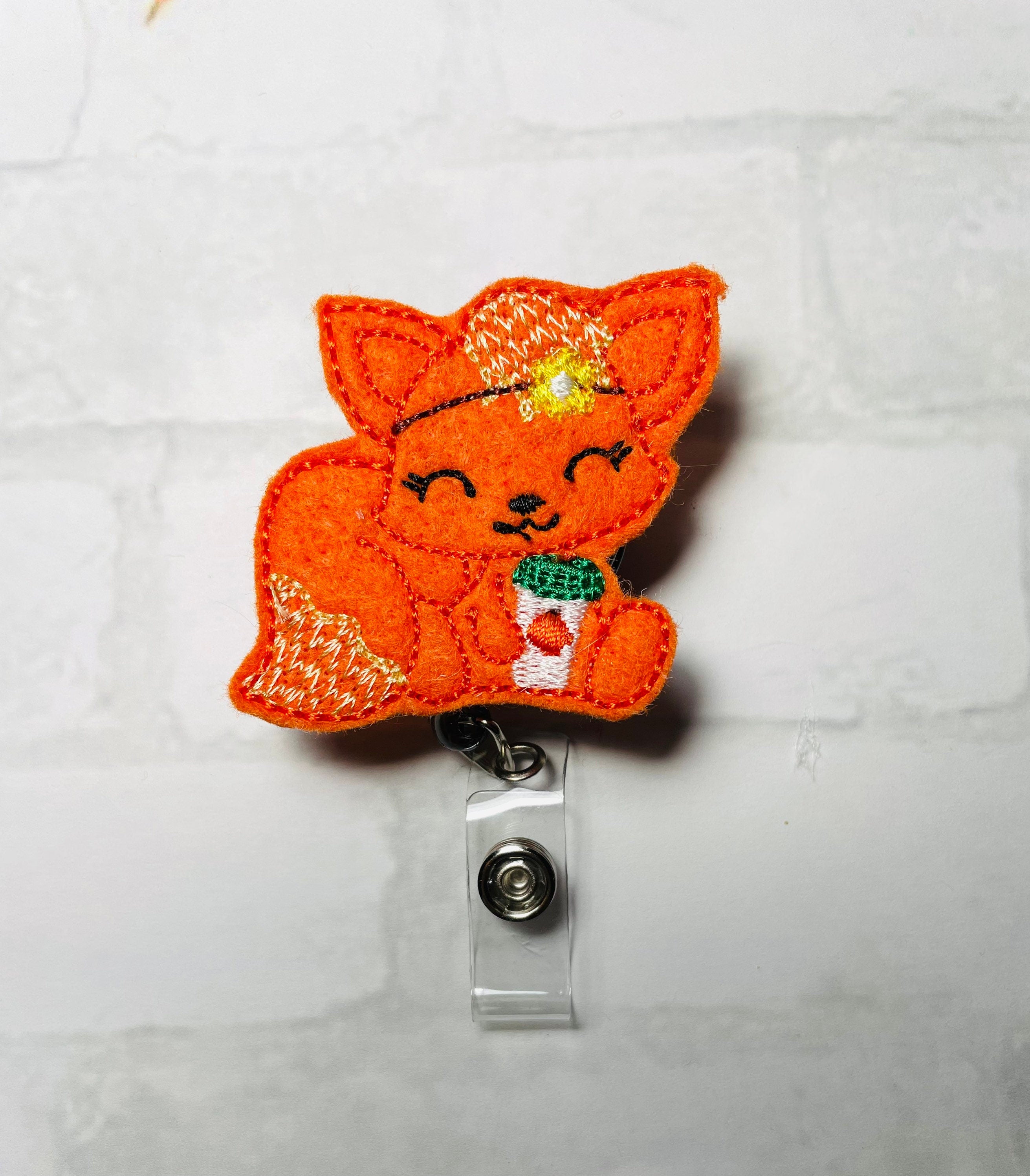 Fall fox retractable badge reel,