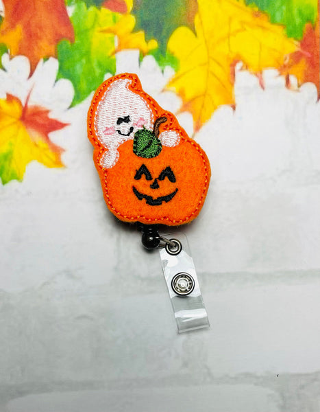 Halloween Badge Reel Cute Pumpkin Ghost Silicone Beads Retractable