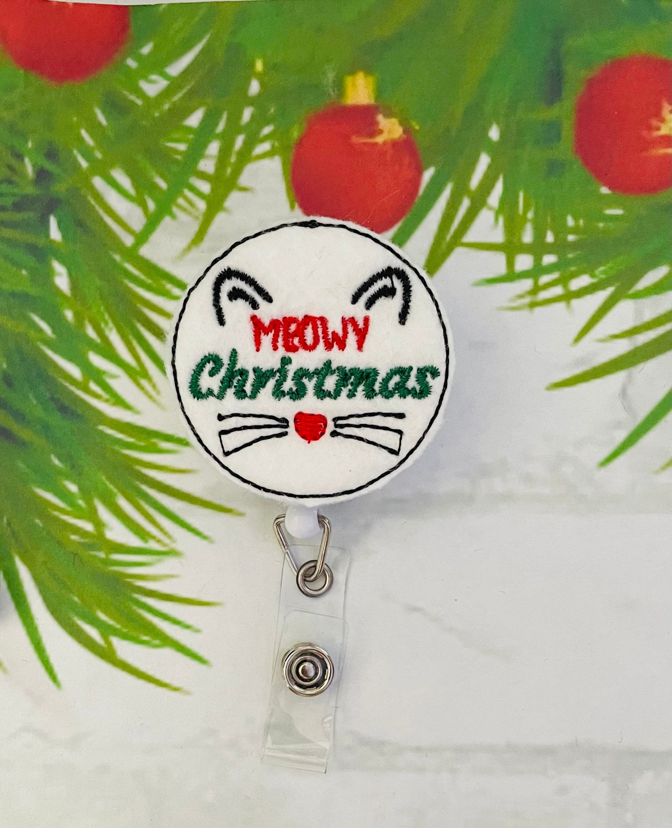 Meowy Christmas retractable badge reel, gifts for nurses,