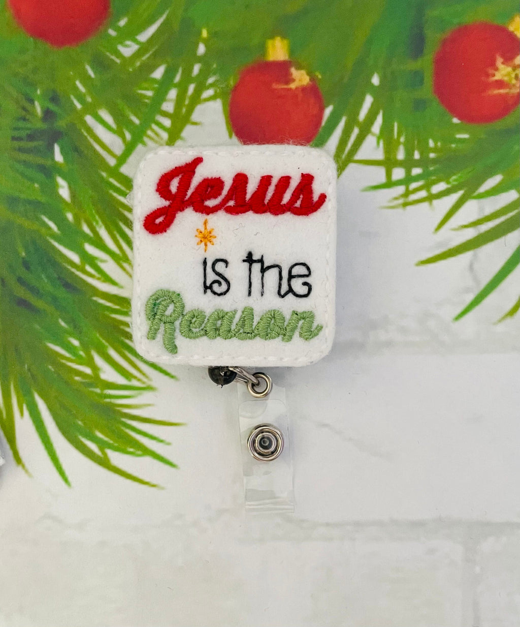 Jesus is the reason for the season retractable badge reel, gifts for nurses,