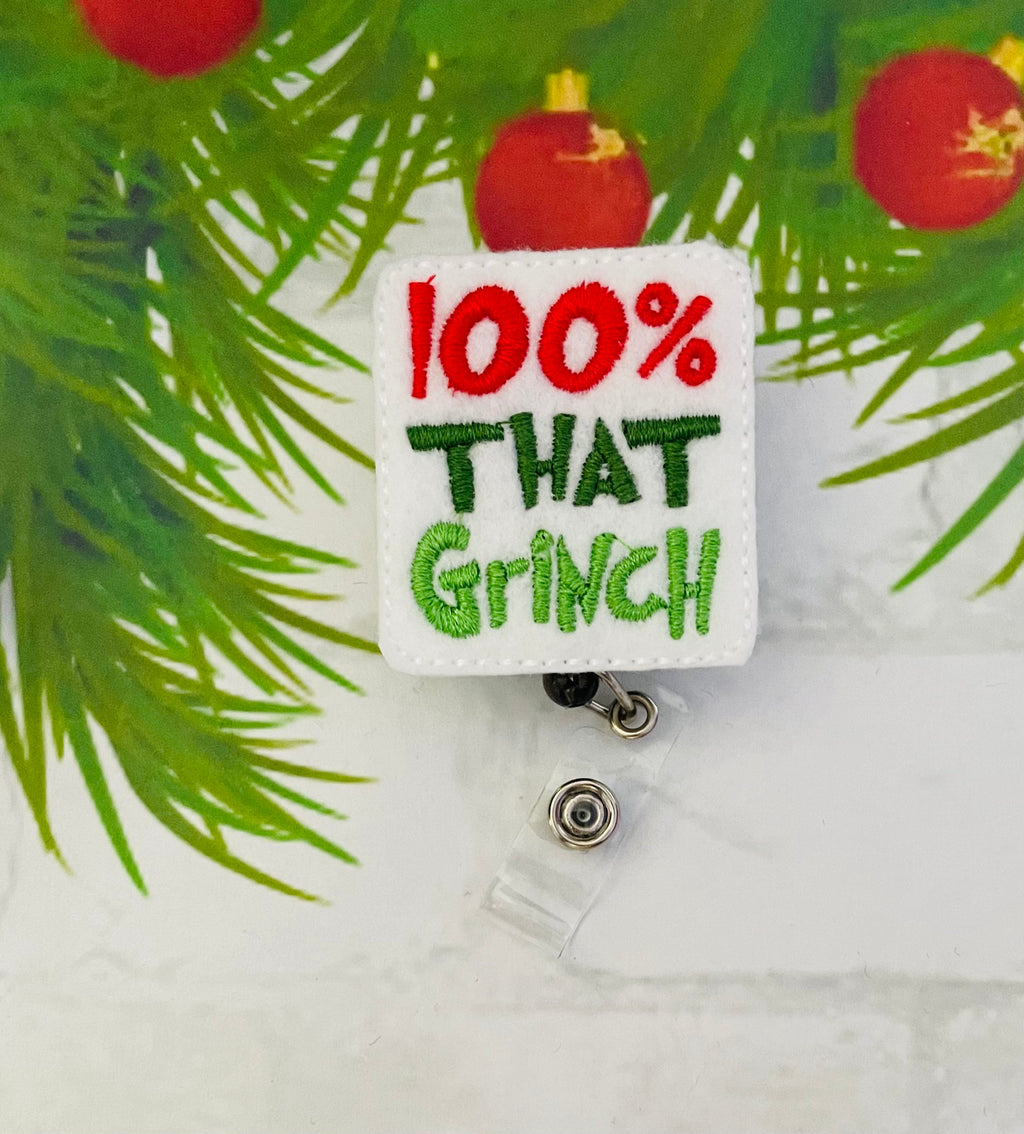 Mean green Retractable Christmas badge reel, ID lanyard,