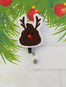 Reindeer poop Christmas Badge reel lanyard, feltie badge reel, ID badge holder, gifts for nurses,