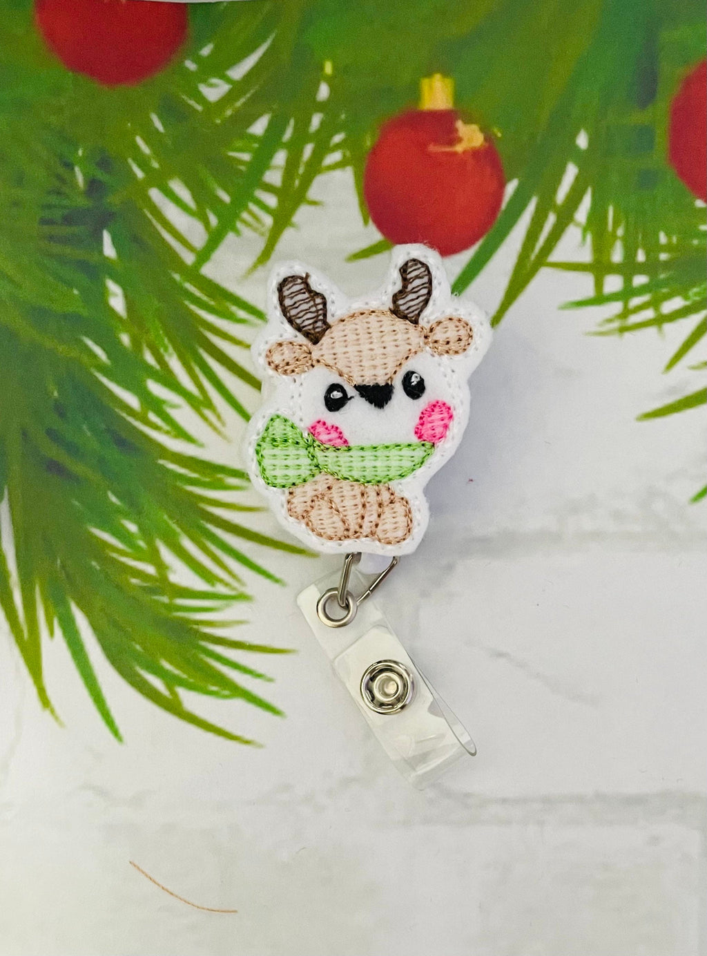 Reindeer retractable badge reel, gifts for nurses,