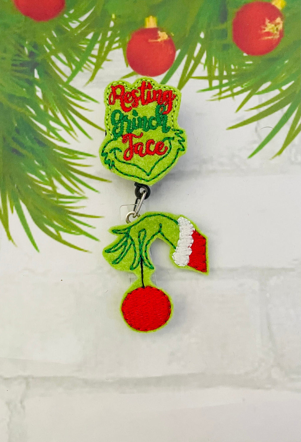 Christmas nurse retractable badge reel, ID lanyard