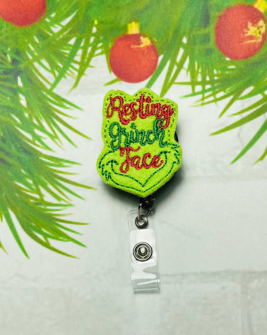Christmas nurse retractable badge reel, ID lanyard