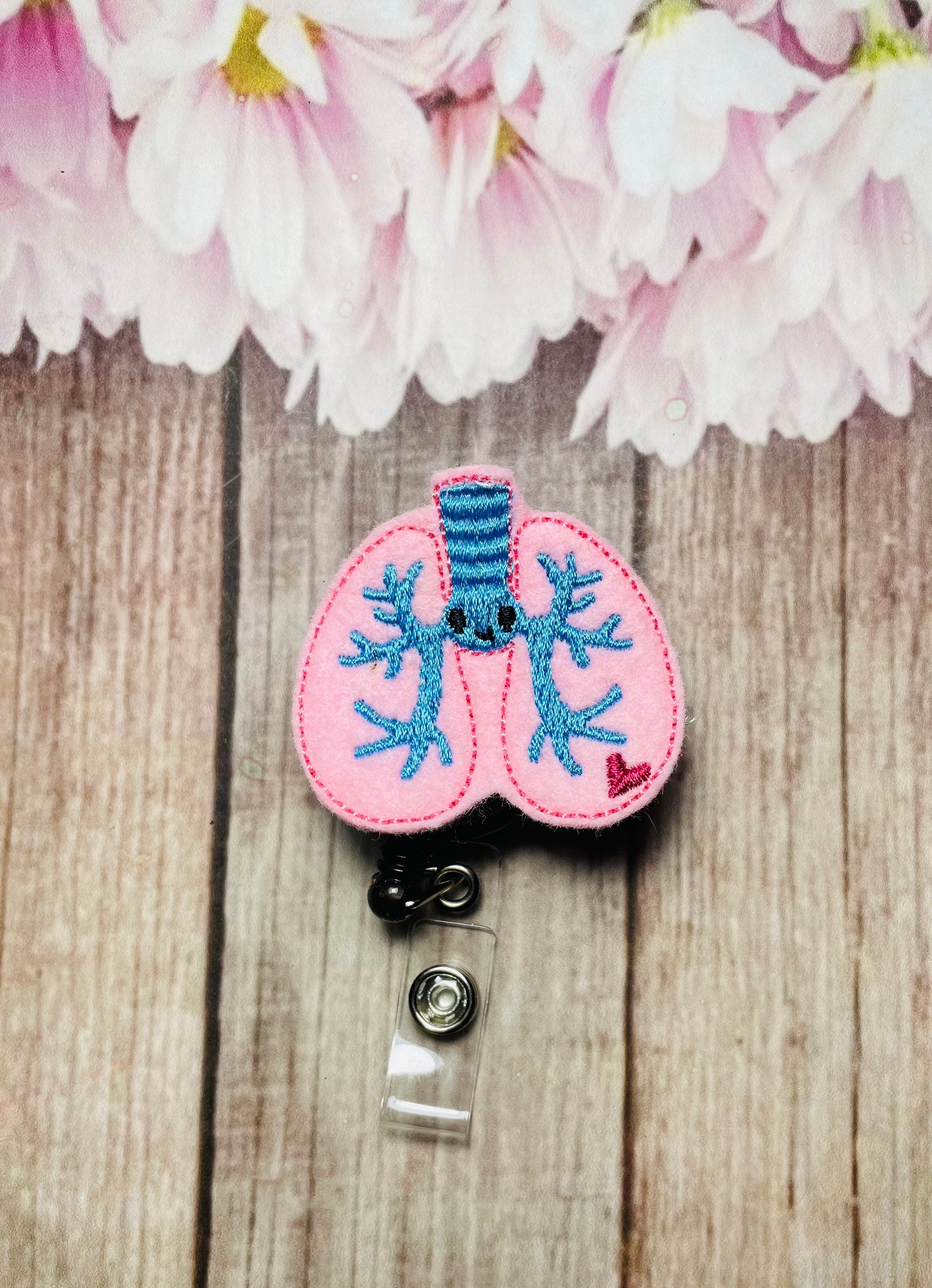 Lungs retractable badge reel lanyard, respiratory therapist badge