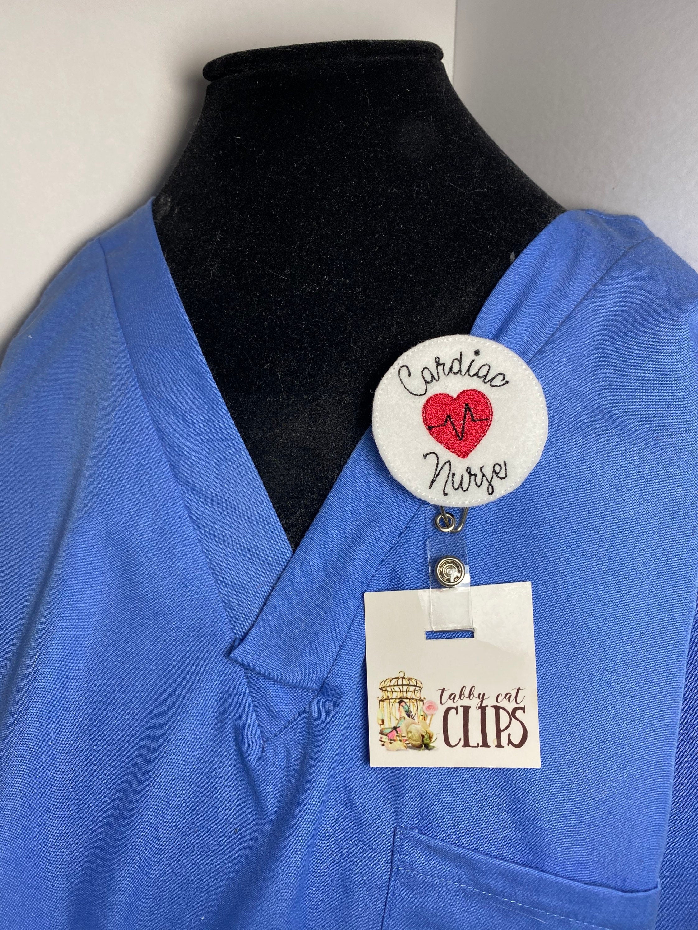 Cardiac nurse ID badge reel, nurse lanyard