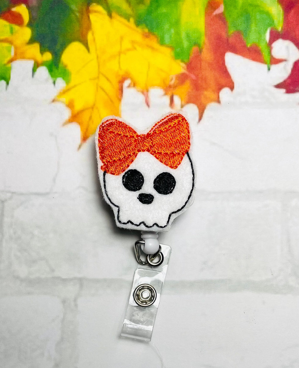 Skull retractable badge reel