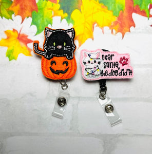 Cute cat badge reel, – tabbycatclips