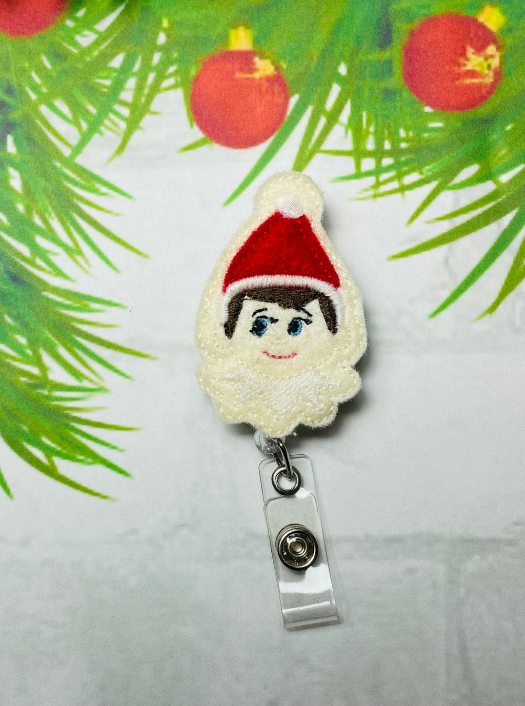 Christmas elf retractable badge reel, gift for nurses