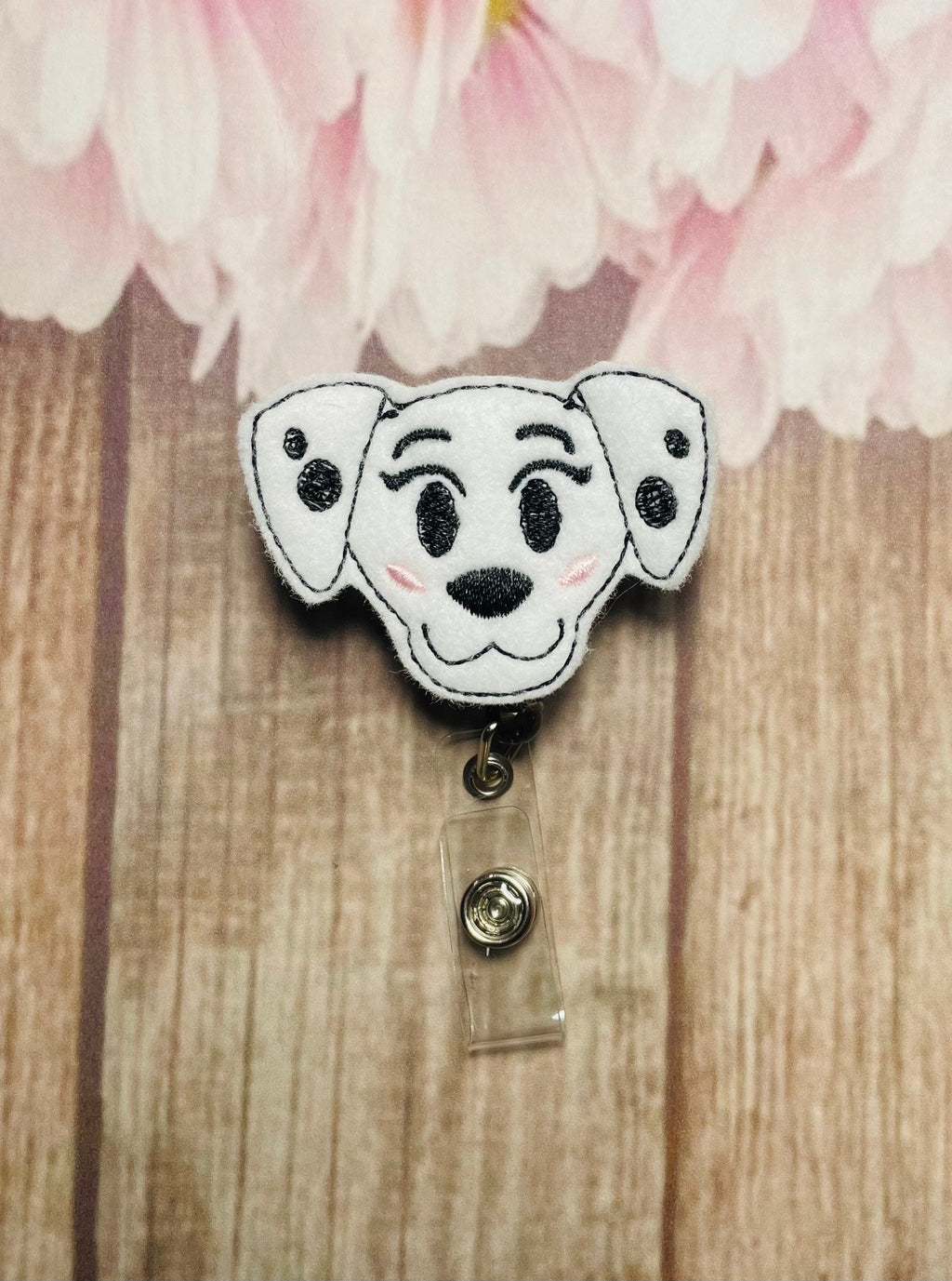 Dalmatian retractable ID badge reel lanyard