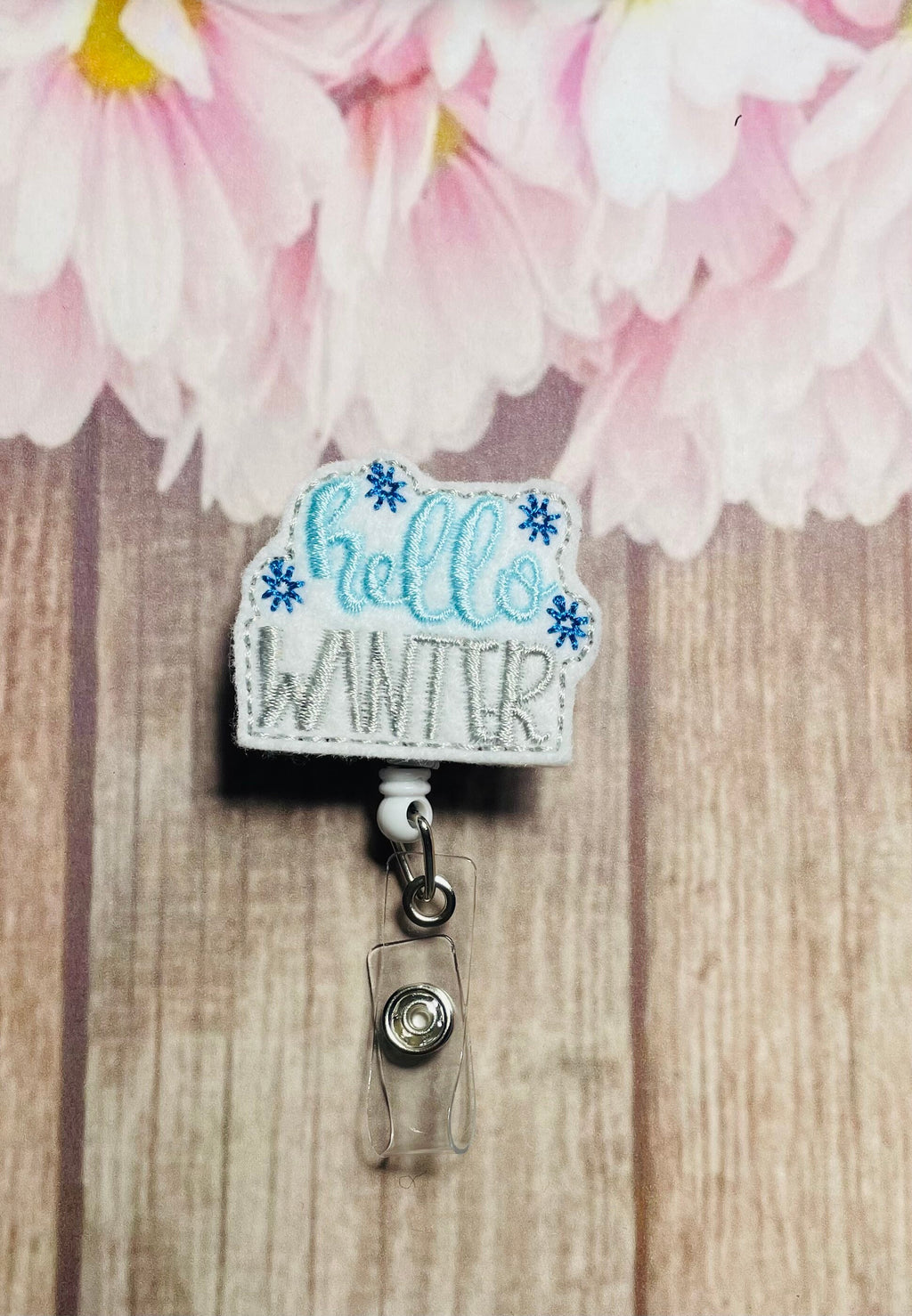 Hello winter retractable badge reel for nurses