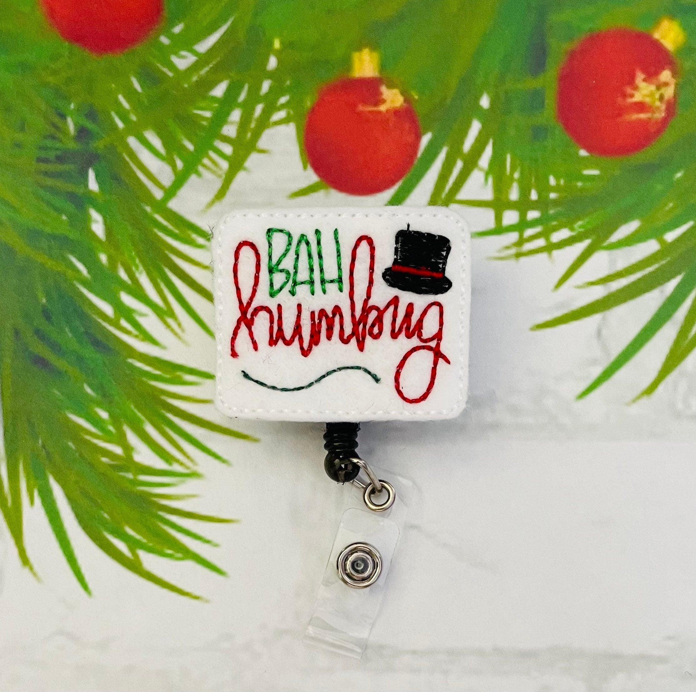 Christmas humbug retractable badge reel for nurses