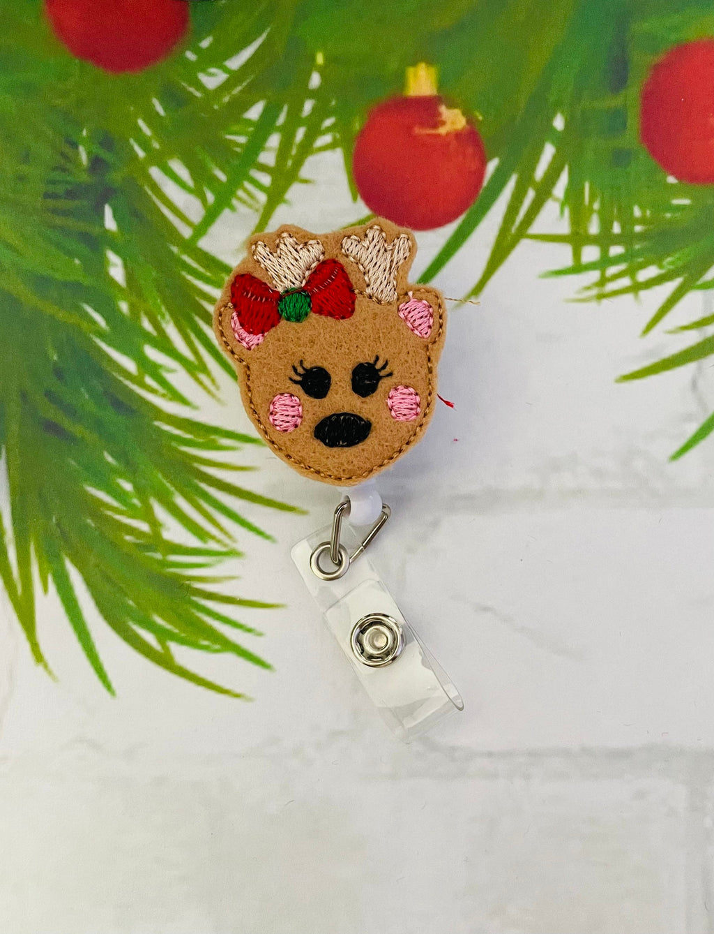 Reindeer retractable badge reel lanyard, gift for nurses,