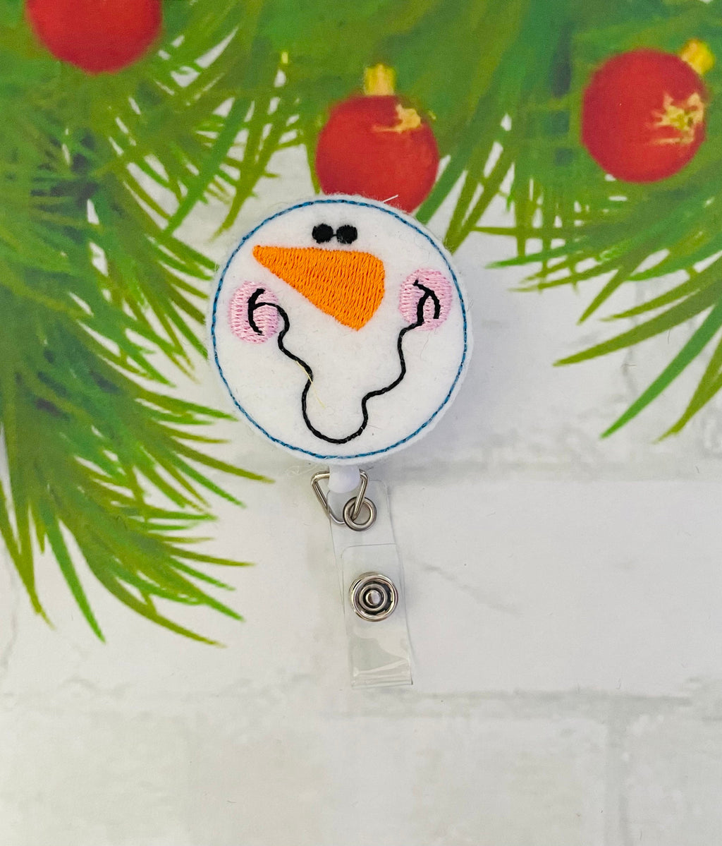 Snowman ID badge reel lanyard,