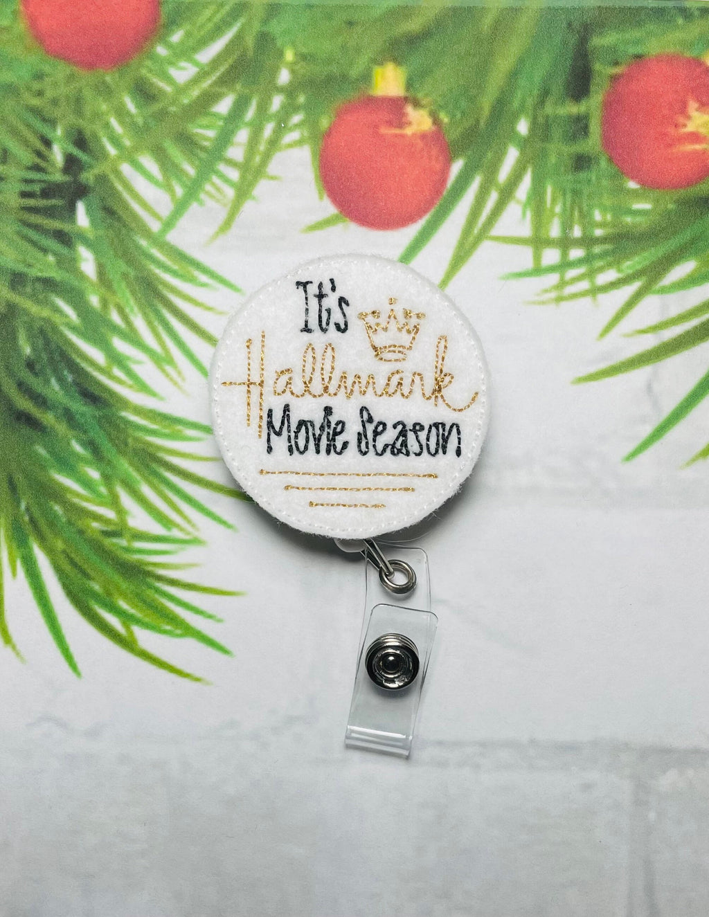 Christmas movie retractable badge reel, ID lanyard