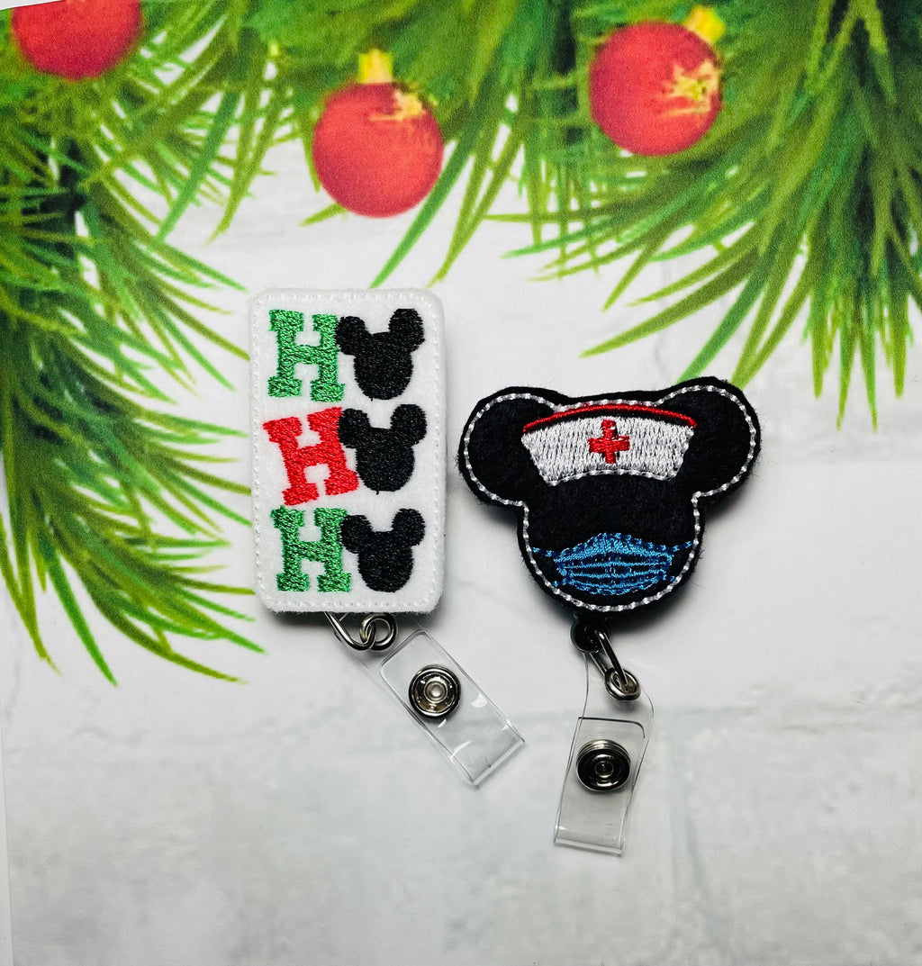 Christmas nurse retractable badge reel, ID lanyard