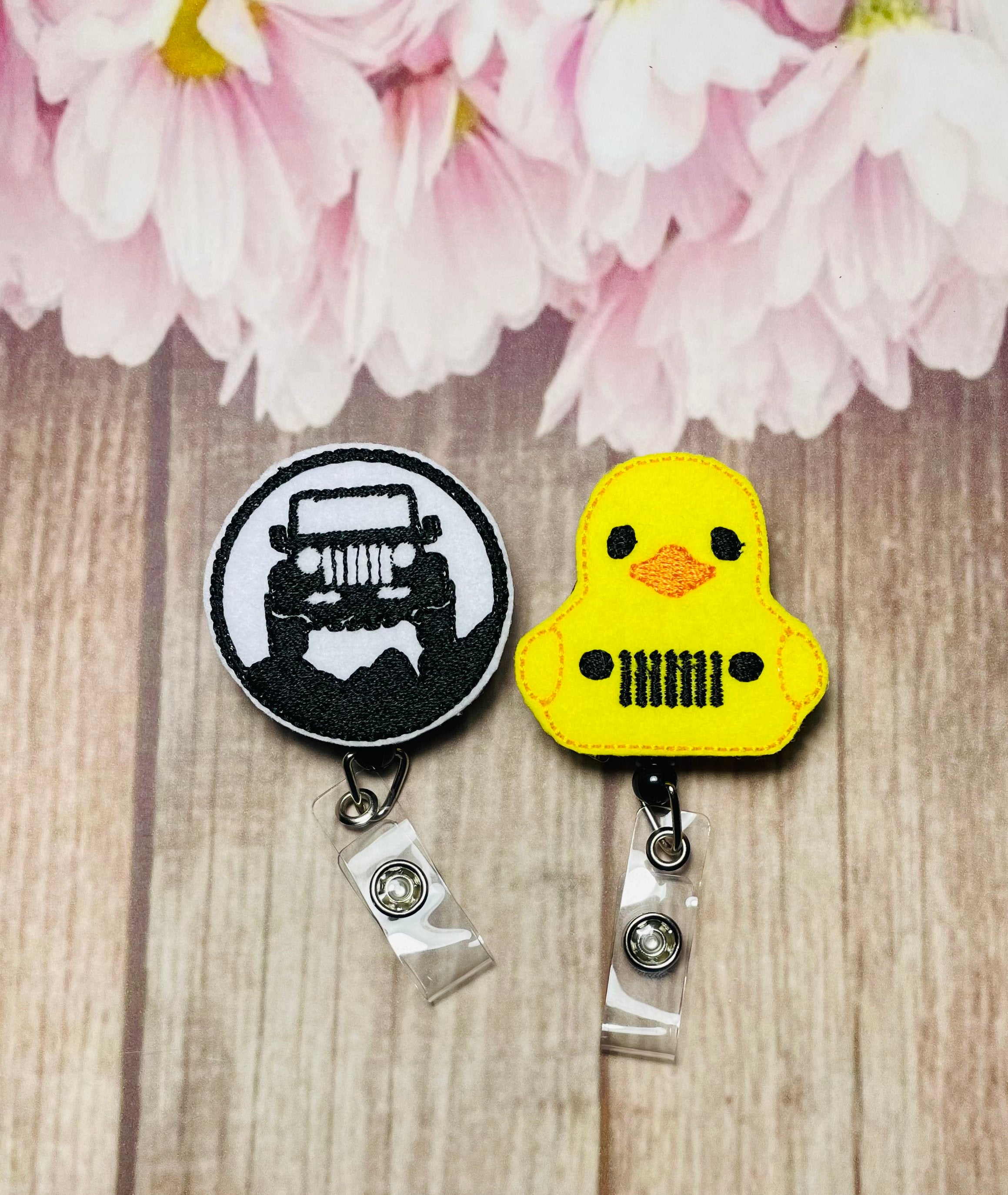 Off road retractable Badge reel, ID lanyard,gift set of TWO badges –  tabbycatclips
