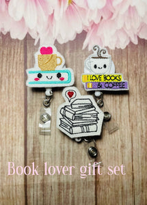 Book lover retractable badge reel ID lanyard gift-set,