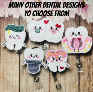 Dental Badge reel, dentist badge, Badge holder, badge reel, ID badge h –  tabbycatclips