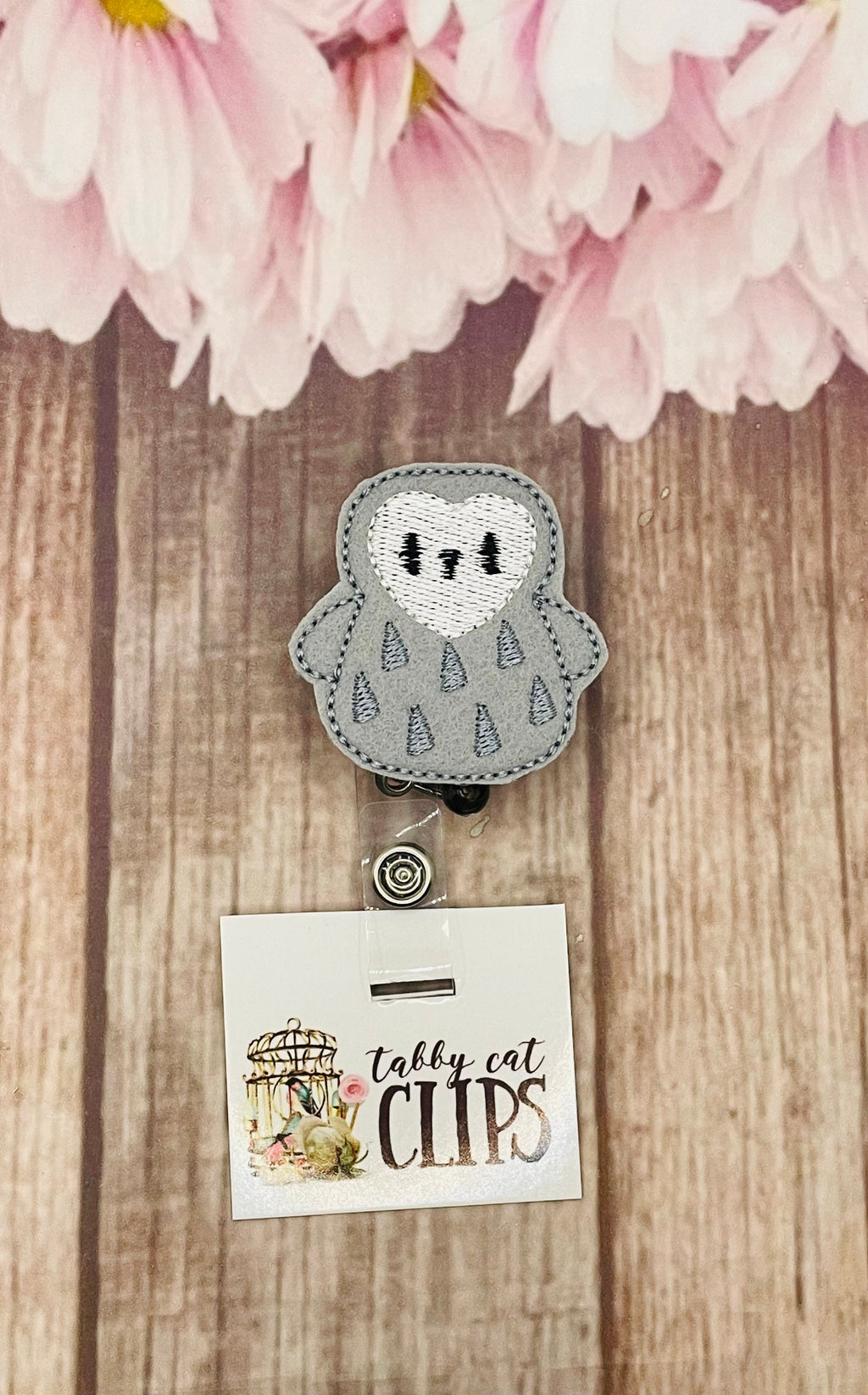 Snowy Owl badge reel, retractable badge reel, retractable lanyard, nurse badge reel,