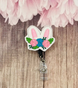 Easter bunny ears retractable badge reel,