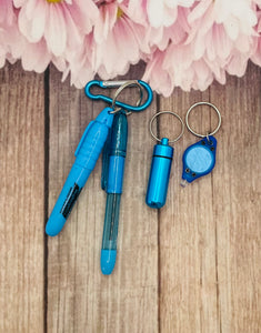 Baby blue badge pen clip