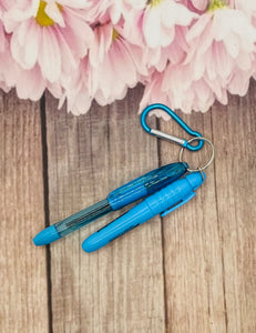 Baby blue badge pen clip