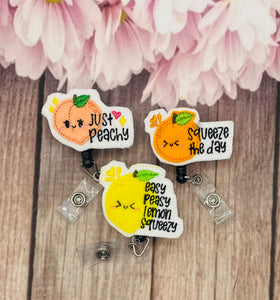 Summer fruit puns retractable badge reel gift set