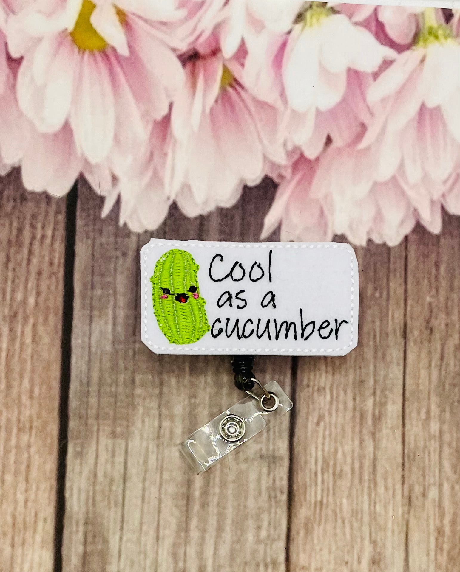 Cucumber pun retractable badge reels