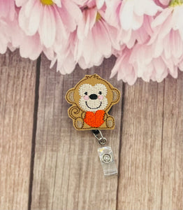 Valentine’s monkey retractable badge reel