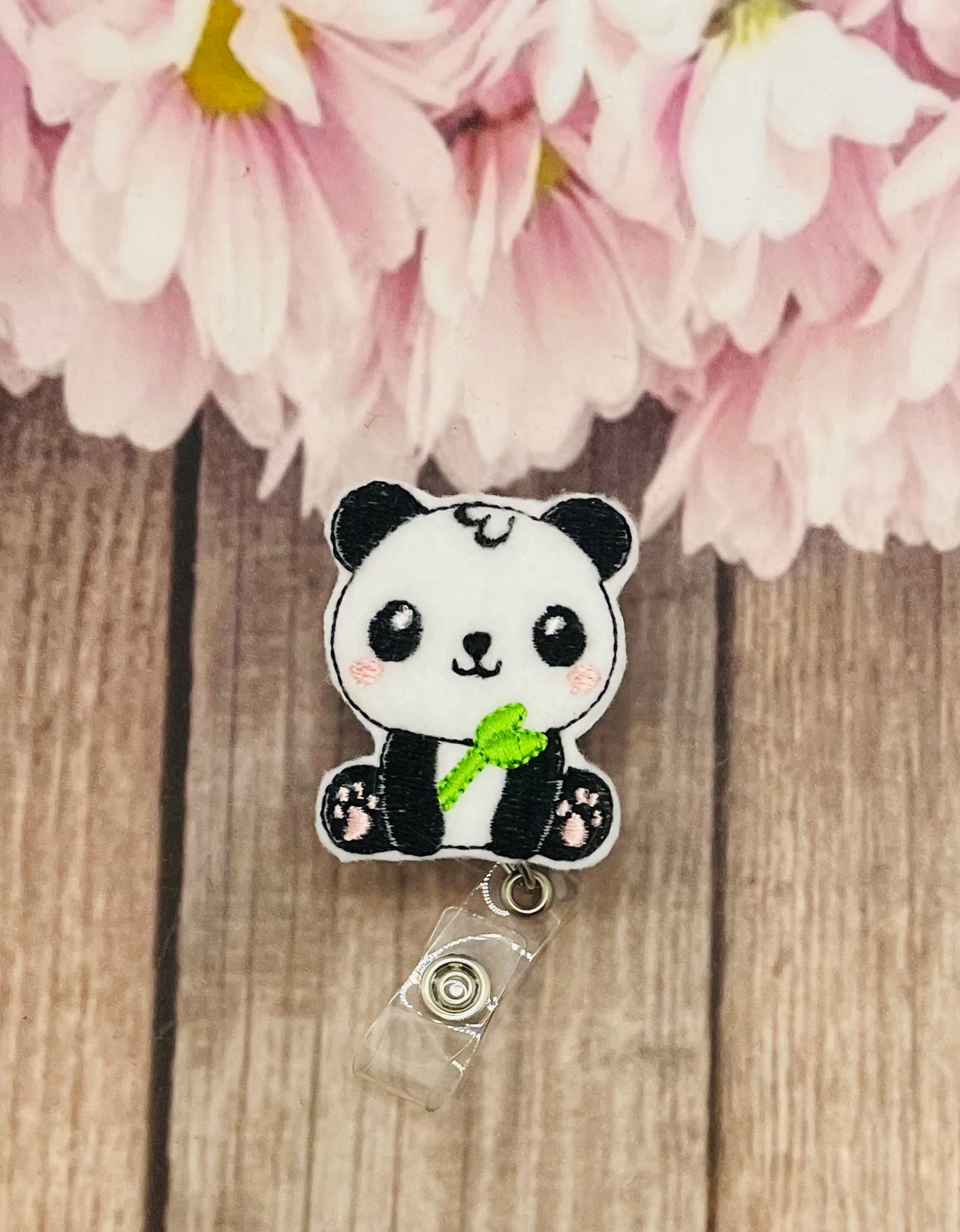 Panda bear badge reels Sitting panda