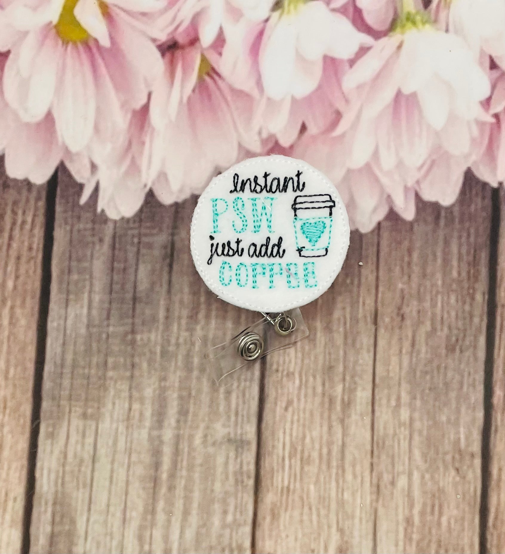 PSW add cofffee retractable badge reel