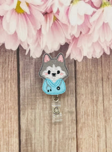 Nurse Husky badge reel