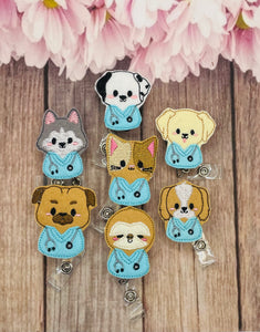 Nurse Golden retriever badge reel