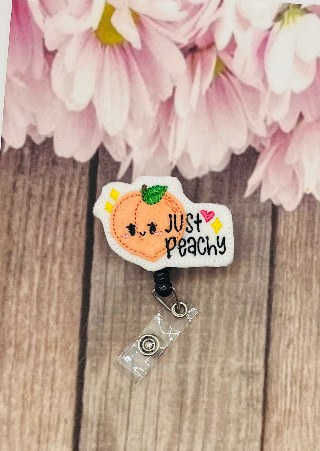 Just peachy badge reel – tabbycatclips