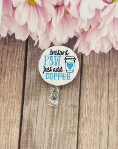 PSW add cofffee retractable badge reel