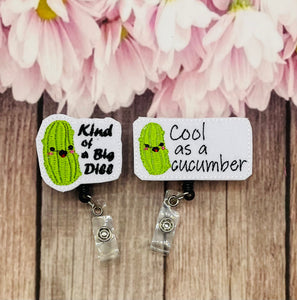 Cucumber pun retractable badge reels